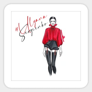 fashion illustration red and black Sticker